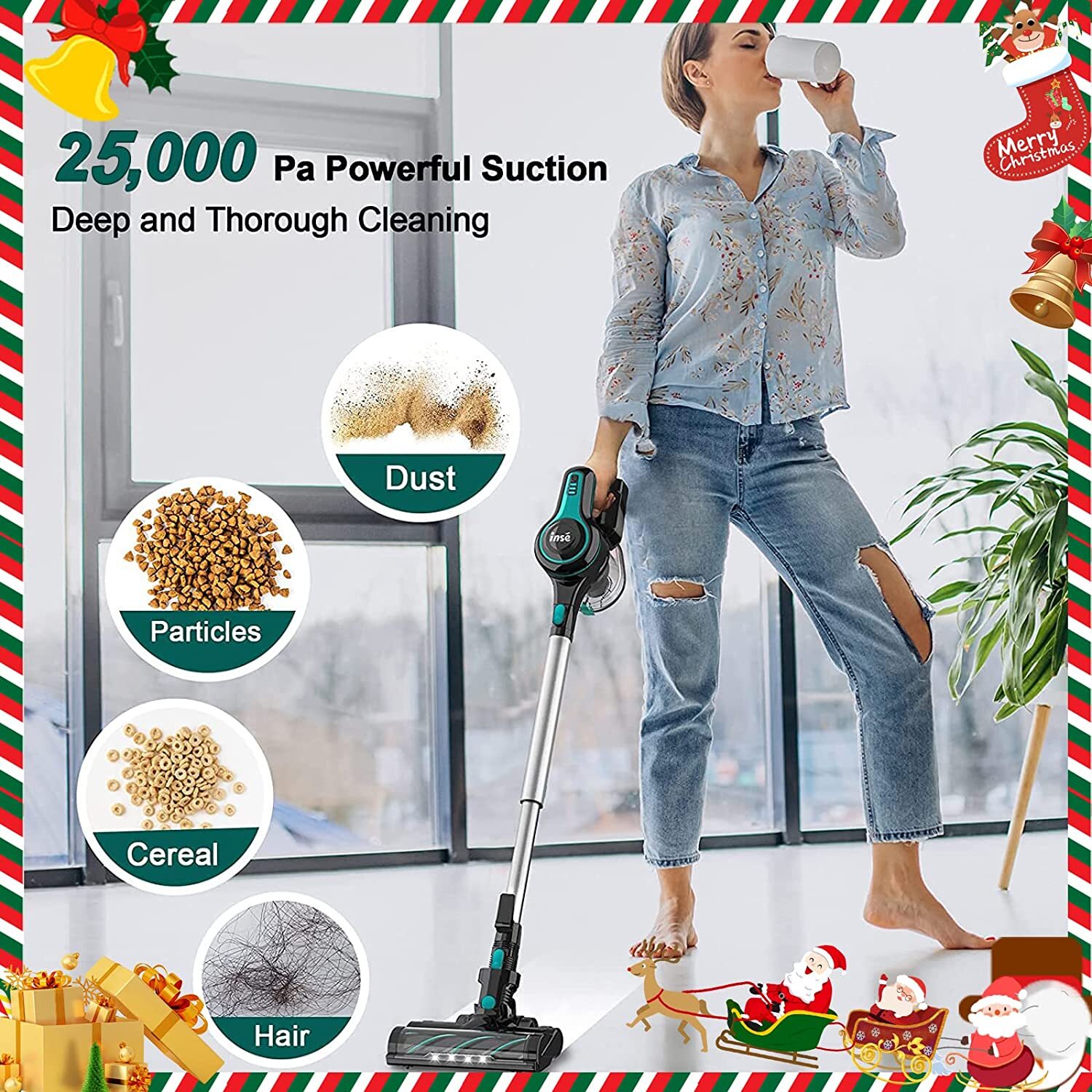 INSE S610 Cordless Stick Vacuum Cleaner 25000Pa Stick Handheld Vac Carpet Floor 768461400066 eBay