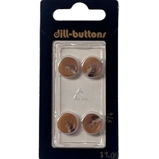 Buttons Beige Round Flat Tortoise 4 Hole 4-Pack 7/16" 11 MM Dill No. 974 Germany