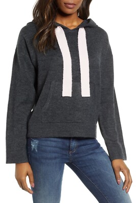 Caslon Womens Off-Duty Hoodie Sweater Size Medium Gray Pink NWT