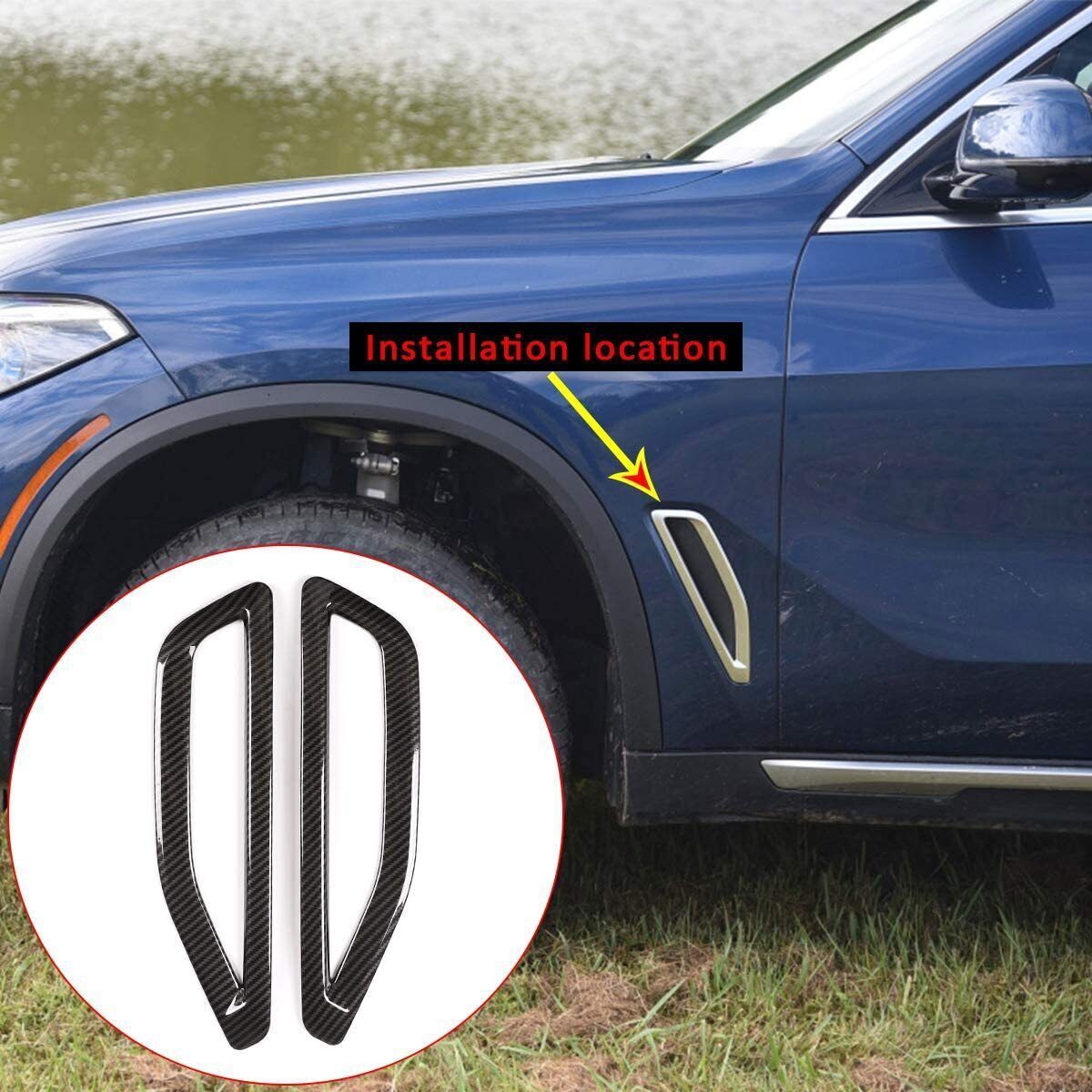 For BMW X5 G05 ABS Carbon Side Fender Vent Decoration Cover Trim 2019-2022 2pcs
