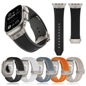Rubber Sport Silicone Band for Apple Watch 11 10 9 8 7 6 44/45/46/49mm Ultra 3 2