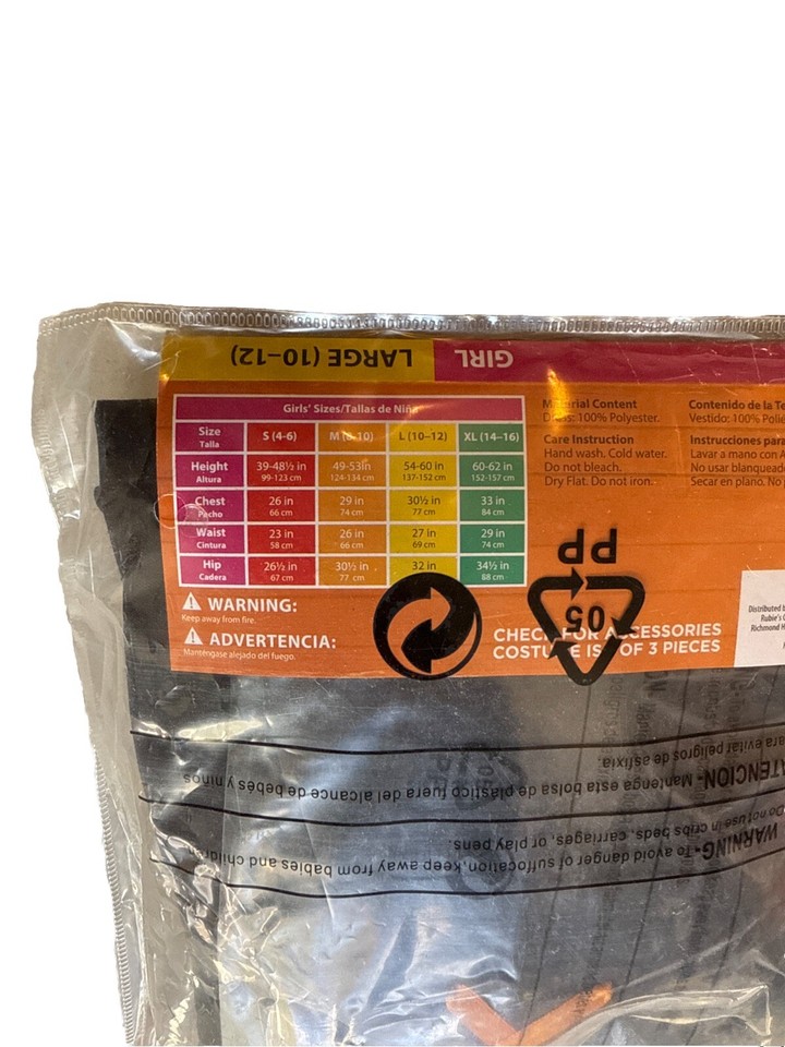 Witch Bruja Girl's Large Black Orange 3 Pc. Halloween Theatre Costume