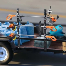 3-Place Weeder Trimmer Rack Holder for Open Landscape Trailer Lockable Rack