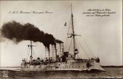 Postcard German warship, SMS Bremen, small gesch. Cruiser,... - 10612429