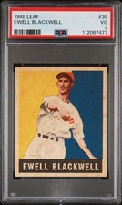 1948 Leaf #39 EWELL BLACKWELL - PSA 3 - The Whip!! Reds Split Background Leaf