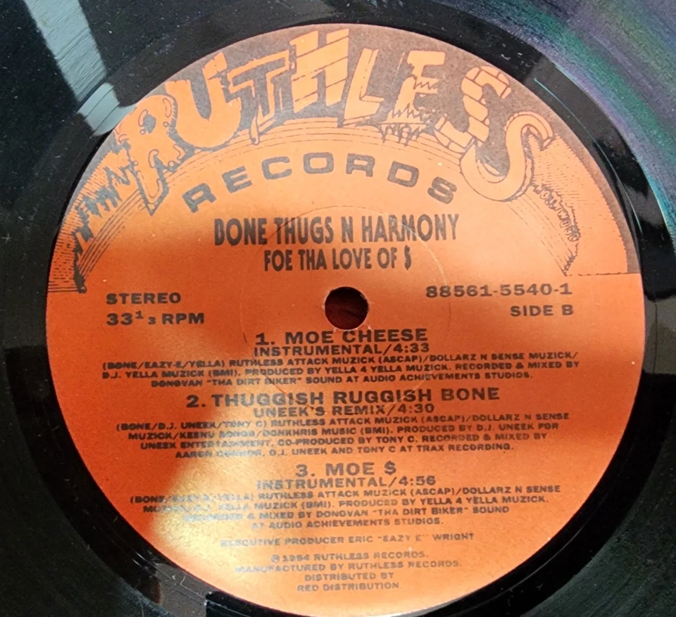 BONE THUGS-N-HARMONY, EAZY-E FOE THA LOVE OF $ 12" Vinyl Single 1994 Ruthless - Image 3 of 4