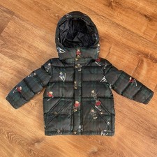 Polo Ralph Lauren Down Puffer Jacket Infant Baby 24M Months Bear Plaid Full Zip