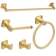 5 Pieces Brushed Gold Bathroom Hardware Accessories Set,Stainless Steel 23.6"...