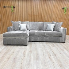 ‘Chelsea’ Corner Sofa Grey Derwent Soft Weave Fabric Left Hand Facing Open End