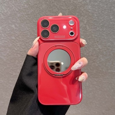 For iPhone 17 Pro Max 16 15 Rugged Stand Magnetic Case Full Camera Cover+Mirror