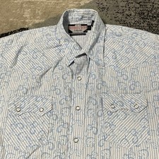 Brooks Dunn Panhandle Slim Western Shirt White LG Pearl Snap Floral Rockabilly