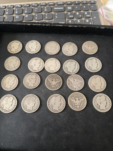 Barber Quarter🔥 1/2 Roll (20 Coins) 90% Silver-Dates Readable 🔥Good-Fine Grade