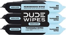 DUDE Wipes - Medicated Flushable - 3 Pack, 144 - Unscented...
