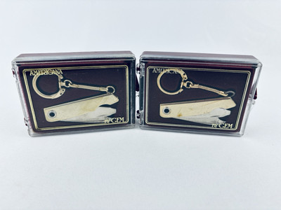 2 Vintage Americana By Gem Manicure Grooming Kit - Nail Tools - Keychain - NOS