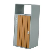 Outdoor Trash Can with Lid – 35" Heavy Duty Metal Garbage Bin for gray