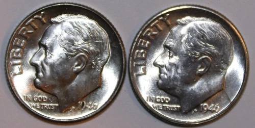 (2) Brilliant Uncirculated Roosevelt Dimes - 1946D 1946P - #9523D FREE SHIPPING