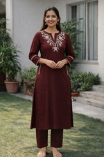 Indian Women Embroidery Kurti Pant Set Bollywood Designer Ethnic Top Kurta Set