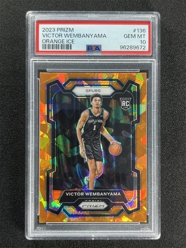 2023-24 Panini Prizm Victor Wembanyama #136 Orange Ice Rookie RC PSA 10 Gem Mt