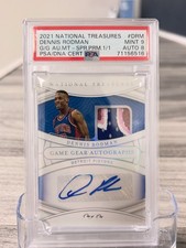 2021 Dennis Rodman National Treasures Game Gear 1/1 Auto PSA 9 Auto 8 GAME USED