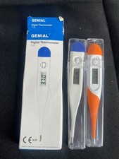 Set of 2 Genial Digital Thermometer T12L Oral  Armpit Reading Blue/Orange