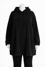 Yours Black Borg Hoodie Size 22/24 Longline Fleece Drawstring Pockets Bnwt