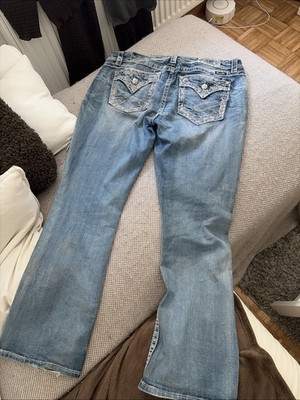 Miss Me Mid Rise Jeans Herren Größe 34 Blau Original Vintage Y2K mit Strass