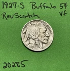 1927 S Buffalo 🦬 Indian Head Nickel 5c Very Fine Reverse Scratch