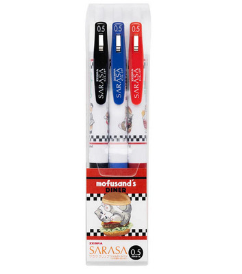mofusand Sarasa Clips Set of 3 Ballpoint Pen ''mofusand's Diner'' JP LTD Original
