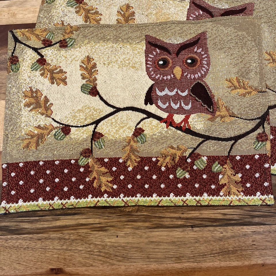 Juego de 4 manteles individuales de búho pilares de tapiz (leer) Foto 2 de 4
