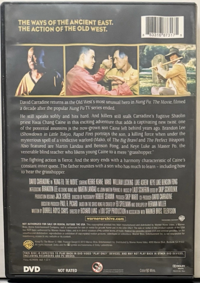 KUNG FU THE MOVIE DVD Warner Archive Collection David Carradine - Image 2 of 3