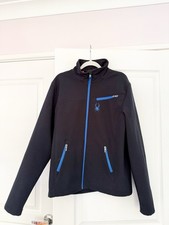 Spyder Jacket Men's Small Transport Soft Shell Black Blue Wind Rain Outdoor