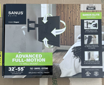Sanus BMF320-B1 Elite Advanced Articulating TV Wall Mount Fits 32-55'' TVs 125lbs