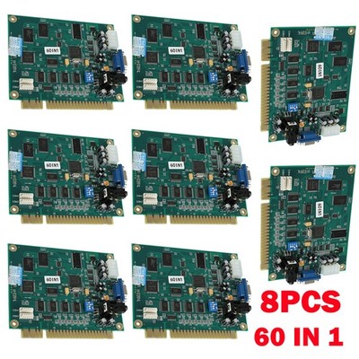8PC 60 In1 Multicade PCB Board CGA/VGA Output For Classic Jamma Arcade Game NEW