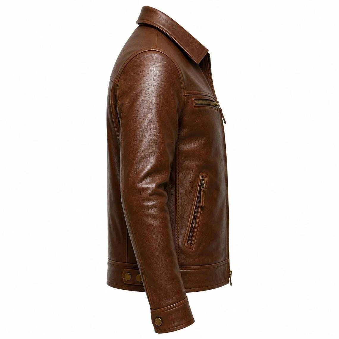 Men's Brown Genuine Leather Jacket - Vintage Style, Moto Rider Coat - product detail image 4