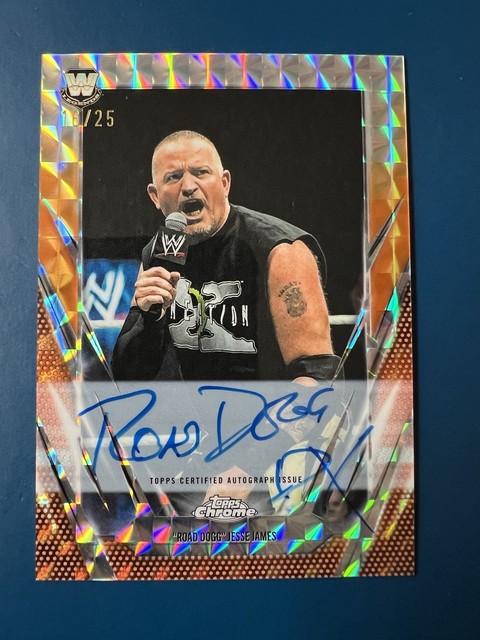 2026 Topps Chrome WWE Geometric Orange Refractor /25 AUTO ROAD DOGG JESSE JAMES