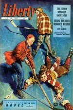 🏒 Liberty Magazine Poster (1947) - Ice Hockey Fun! - 24x36” - Mid-century