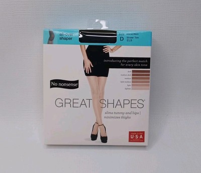 No Nonsense Great Shapes Shaper Pantyhose Size D Midnight Black Sheer Toe  EL8