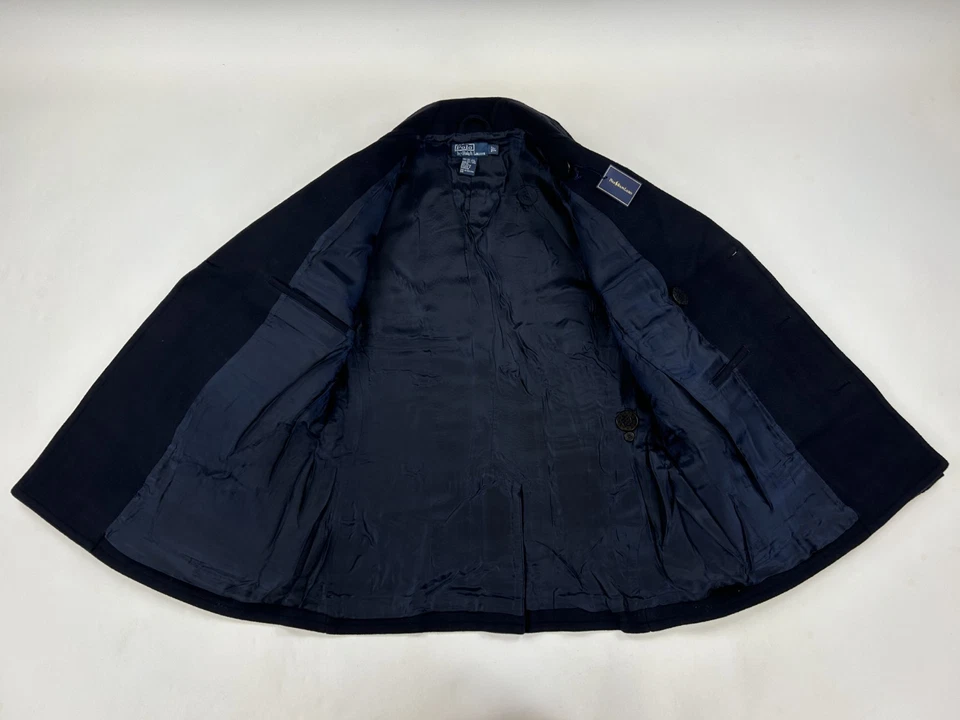 *MINOR DEFECT* Polo Ralph Lauren Men's Wool Naval Pea Coat Overcoat - Sz: Large - Image 3 of 4