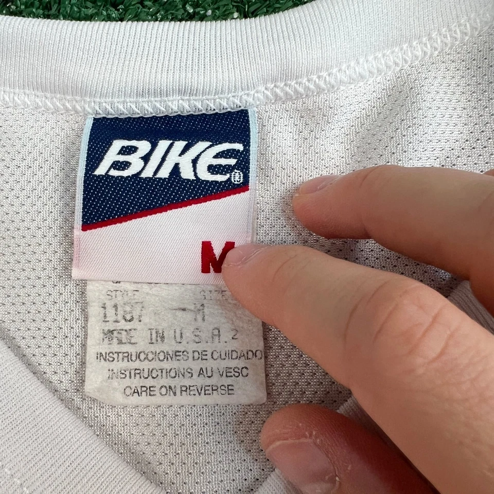 Camiseta de fútbol vintage para hombre Bike CRB mediana blanca amarilla púrpura EE. UU. años 80 Foto 3 de 4