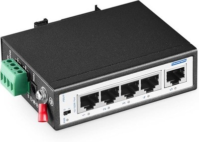 YuLinca 5 Port Industrial DIN-Rail Switch, 4 Ports und 1 Uplink, 10/100Mbps
