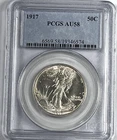 1917 Walking Liberty Half Dollar : PCGS AU58