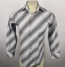 Vintage Richman Shirt Disco Big Collar Hippie Striped 60s 70s Mens 15.5 32 33