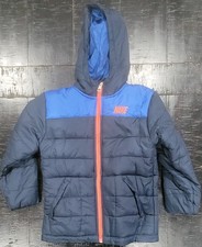 Nike Puffer Jacket Boys Size 4, Blue With Orange Logo And Zipper Winter Jacket