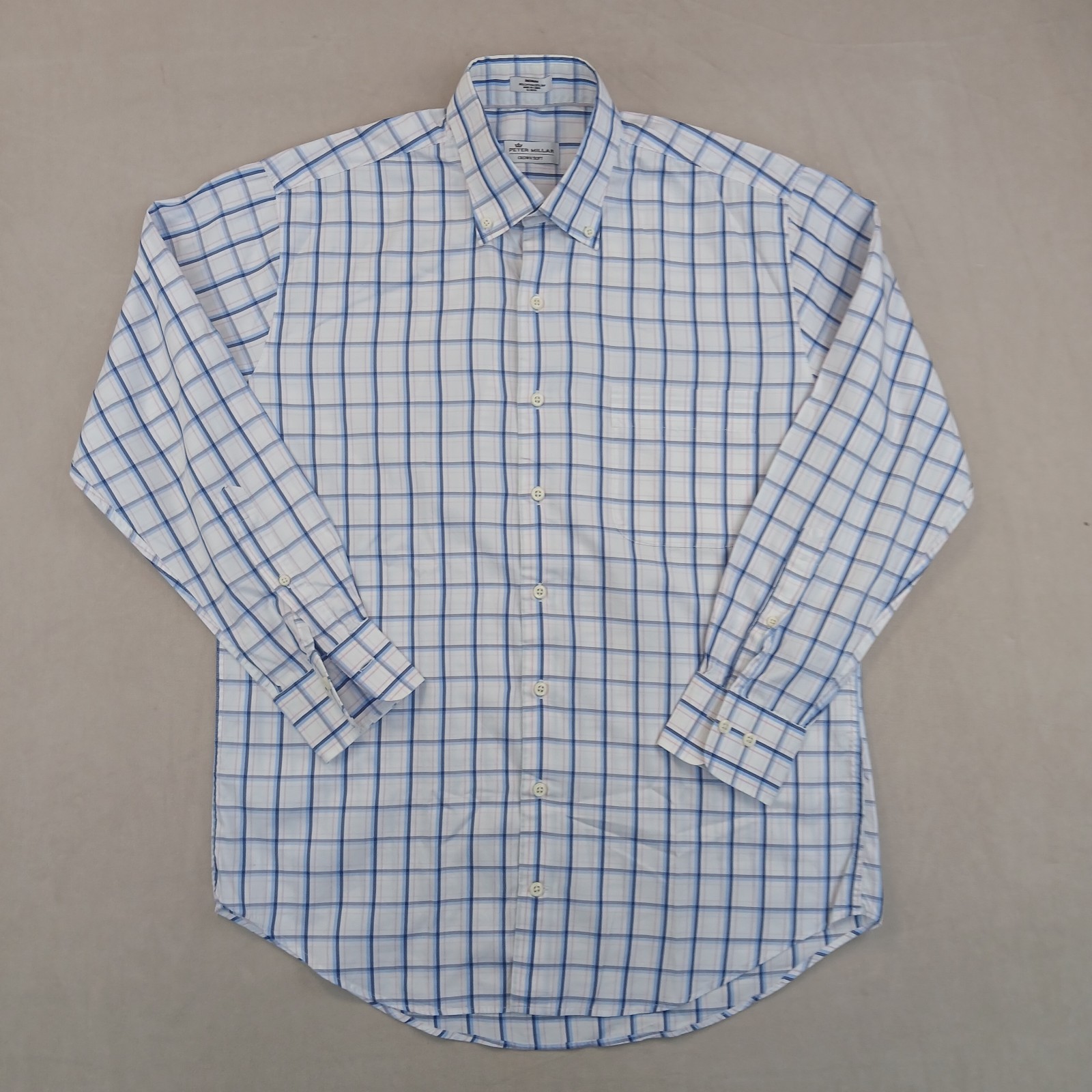 Peter Millar Crown Soft Medium Mens Shirt Button Down Cotton Silk Blend 22x28