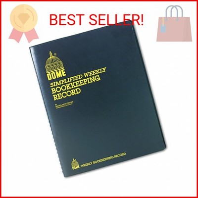 DomeSkin Dome DOM600 Bookkeeping Record Book Weekly 128 Pages 9 x11 Inches, Brow