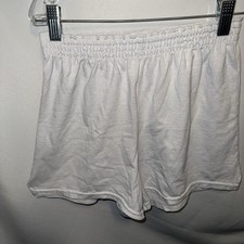 Soffe Cheer Cotton Polyester Shorts Sz M Med White Wide Elastic Waistband