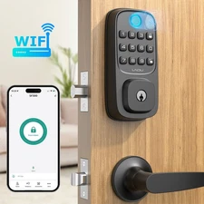 LNDU Smart AI Fingerprint Door Lock APP Control Keyless Deadbolt+Handle Battery