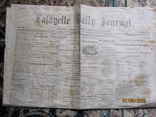 CIVIL WAR 1861 NEWSPAPER LAFAYETTE, INDIANA