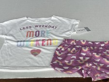 NWT Carter  s Girls 2-Piece Pajama Set Rainbows Short Sleeve  Shorts Size 4
