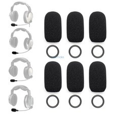 6 Mic Foam Covers 6 O-Rings for Lightspeed Zulu 3 , Sierra, Tango, PFX Headsets